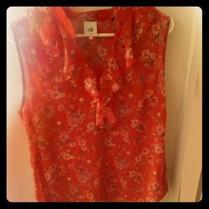 Red Floral Cabi Sleeveless Top